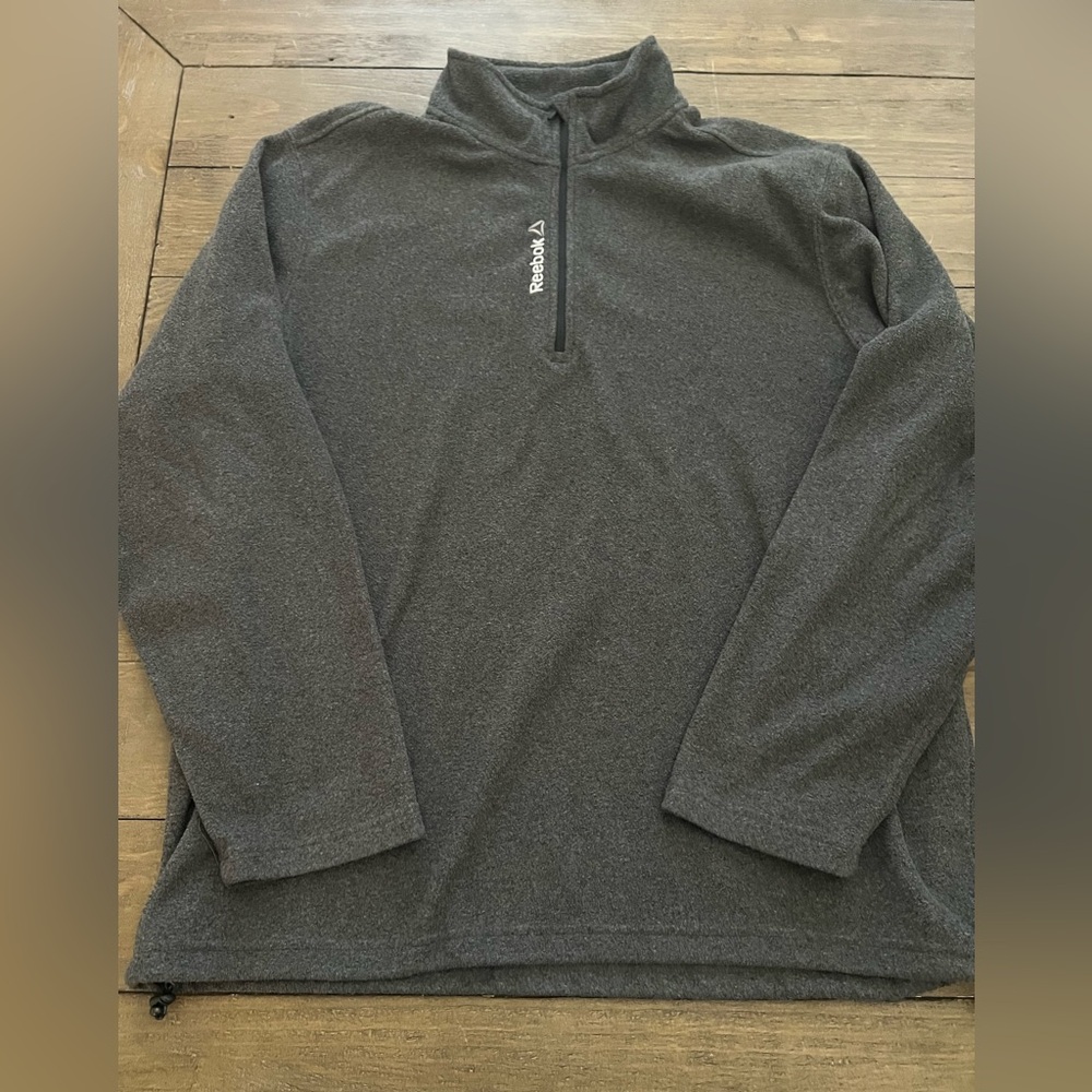 Reebok Men's Charcoal 3/4 zip-up fleece pull over
